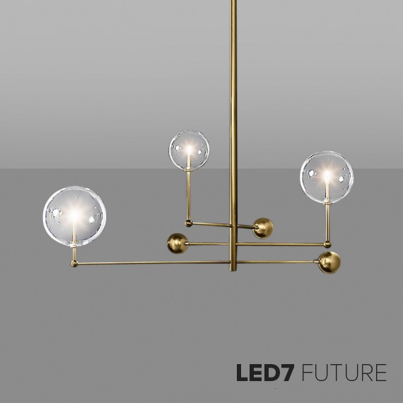 Loft Industry Modern - Glass Globe Mobile 3 Brass